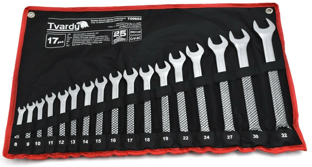 Combination wrench set Geko T00652 (17 pcs)