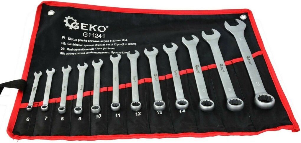 Satin-finished wrench set Geko G11241 (12 pcs)