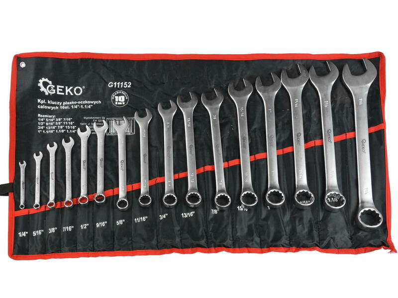 Inch combination wrenches set Geko G11152 (16 pcs)