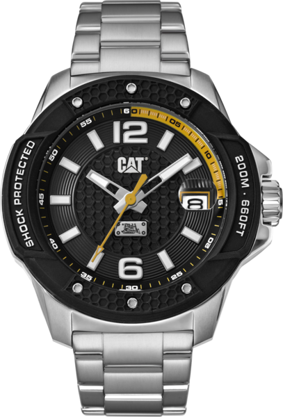 Zegarek Caterpillar Shockmaster Evo 3H date BLK/YLW 46,5 mm (stalowy pasek)