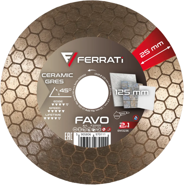 Tarcza diamentowa Ferrati FAVO 2in1 125mm do ceramiki