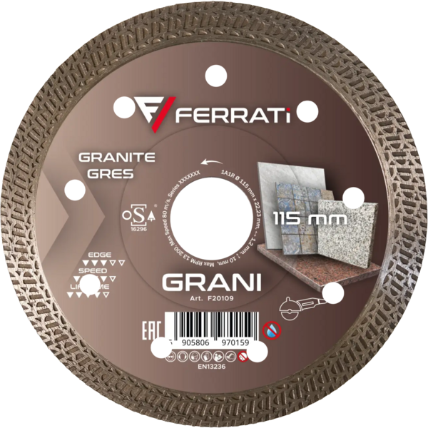 Tarcza diamentowa Ferrati GRANI 115mm do ceramiki i kamienia