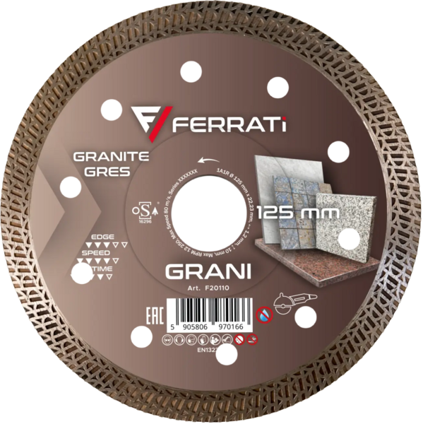 Tarcza diamentowa Ferrati GRANI 125mm do ceramiki i kamienia