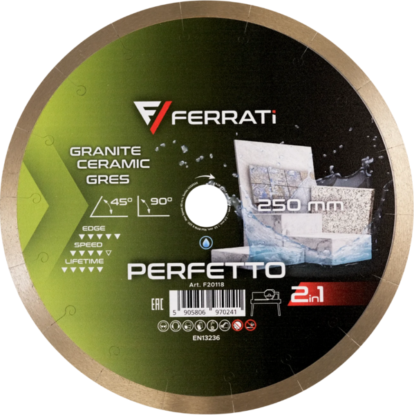 Tarcza diamentowa Ferrati  2in1 250 mm PERFETTO do ceramiki i kamienia