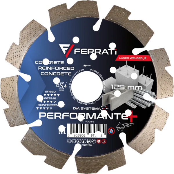 Tarcza diamentowa Ferrati tnąca 125mm DiA SYSTEMA PERFORMANTE PLUS
