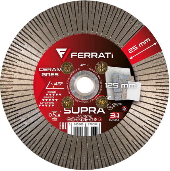 Tarcza diamentowa Ferrati SUPRA 125mm M14F do ceramiki i kamienia