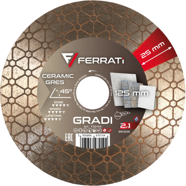 Tarcza diamentowa Ferrati GRADI 2in1 125 mm do ceramiki