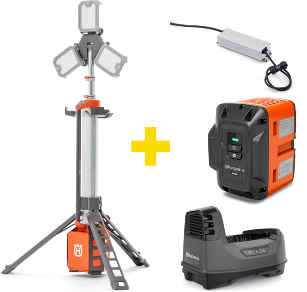 Light tower Husqvarna WL 24 PACE (+ battery, charger, AC transformer)
