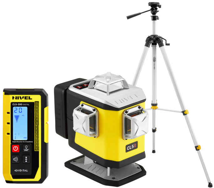 Multi-purpose cross laser Nivel System CL5R (+ tripod SJJ-M1 EX and laser sensor CLS-300 Digital), red laser