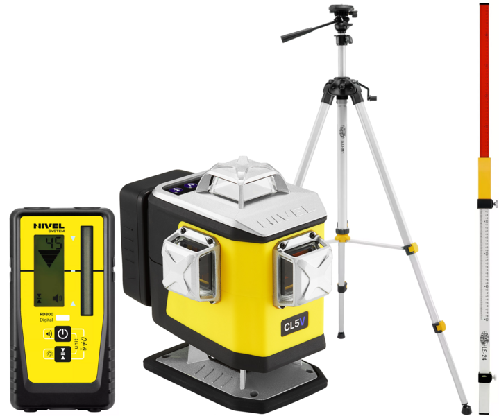 Multilaser krzyżowy Nivel System CL5V (+ statyw SJJ-M1 EX, czujnik RD800 Digital + łata LS-24), wiązka fioletowa