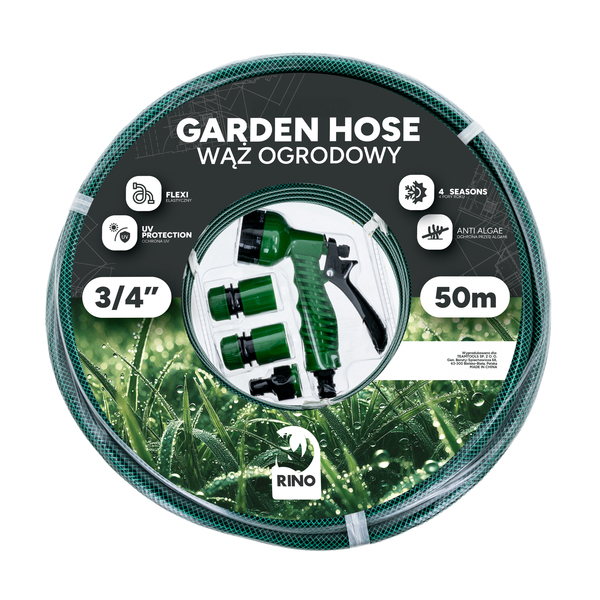 Garden hose 3/4" Rino Garden SNAKE (+ gun, 3x quick connector)