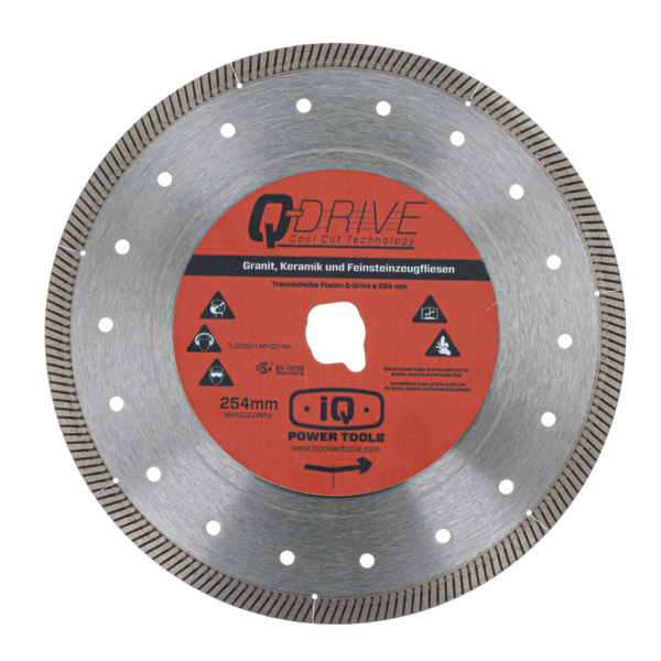 Diamond disc iQ Power Tools Q-Drive Finishing Touch 254 mm for ceramic tiles, porcelain tiles and natural stone