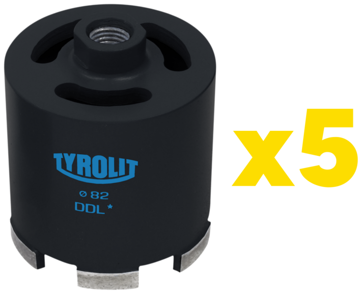 Diamond Drill Bit Tyrolit Basic DDL 82 mm (zestaw 5 sztuk)