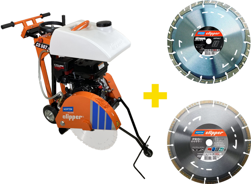 Floor saw Norton Clipper CS502 (500 mm), cutting depth 190 mm (+2x 500mm disc)