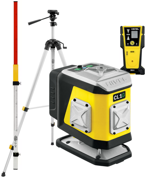 Cross laser Nivel System CL1G (+ tripod SJJ-M1 EX, laser stave LS-24 and laser sensor CLS-5), green laser