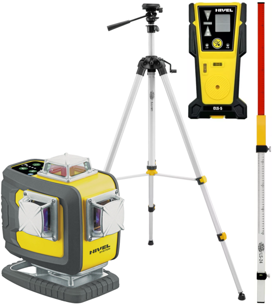 Multi-purpose cross laser Nivel System CL4D-G (+ tripod SJJ-M1 EX, laser stave LS-24 and laser sensor CLS-5)