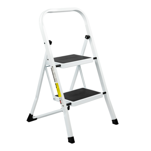 White steel step ladder with handle Rino LAD02SSHW