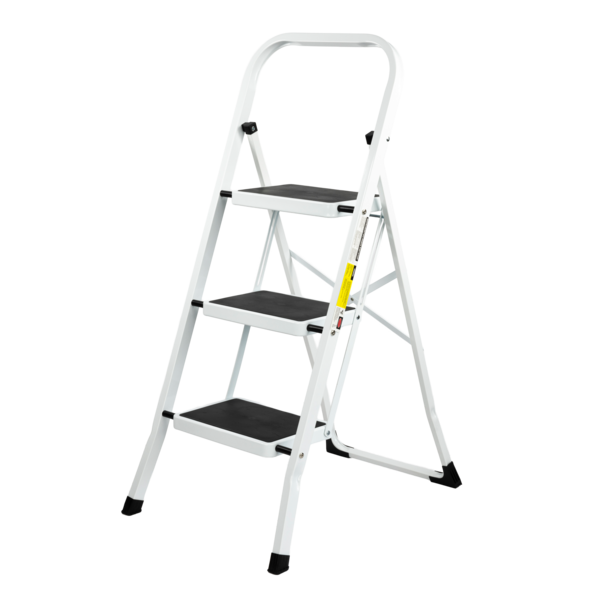 White steel step ladder with handle Rino LAD03SSHW