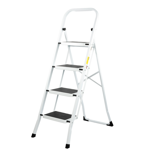 White steel step ladder with handle Rino LAD04SSHW