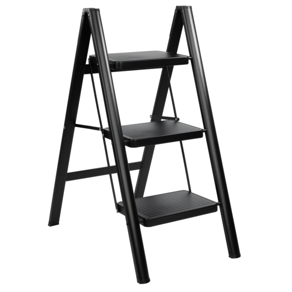 Black Steel Step Ladder Rino LAD03SSB