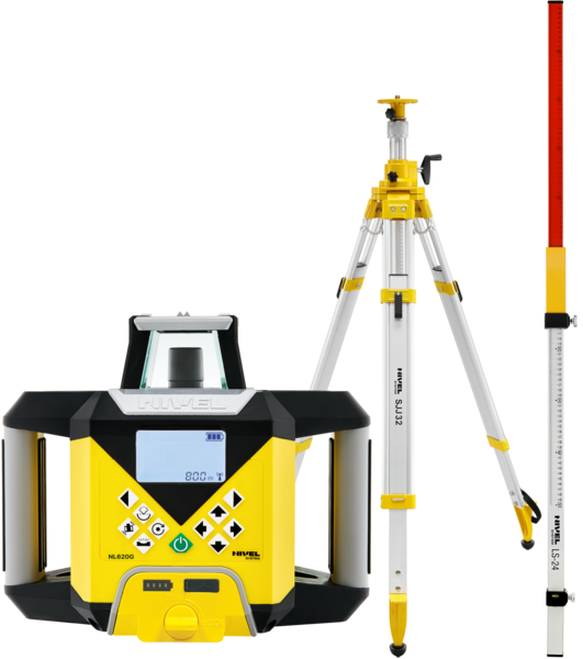 Niwelator laserowy Nivel System NL620G DIGITAL (+ statyw SJJ32, łata LS-24), wiązka zielona, zasięg 600 m