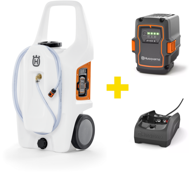 Akumulatorowy zbiornik na wodę Husqvarna WT60i (+wózek, akumulator, ładowarka)