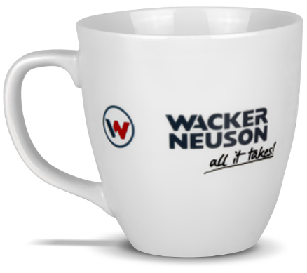 White porcelain mug Wacker Neuson 350 ml