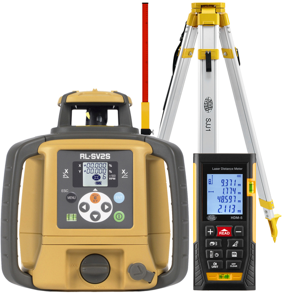 Laser level Topcon RL-SV2S (+ tripod, + laser stave, + distance meter)