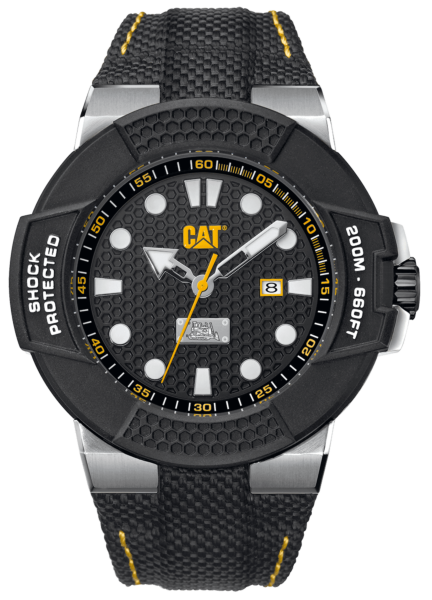 Watch Caterpillar Shockmaster black silver with yellow elements