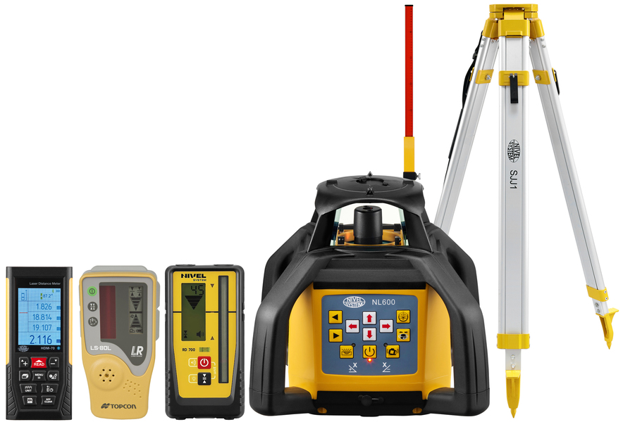Laser level Nivel System NL600 Digital (+ tripod + laser stave + distance meter + laser sensors)