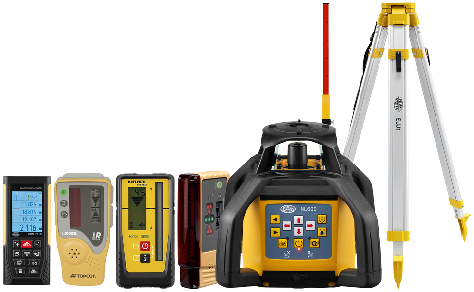 Laser level Nivel System NL600 Digital (+ tripod + laser stave + distance meter + laser sensors + LS-B10)