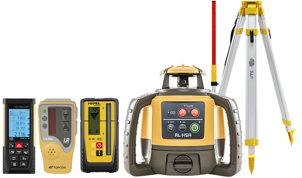 Laser level Topcon RL-H5A Digital (+ tripod + laser stave + distance meter + laser sensors)