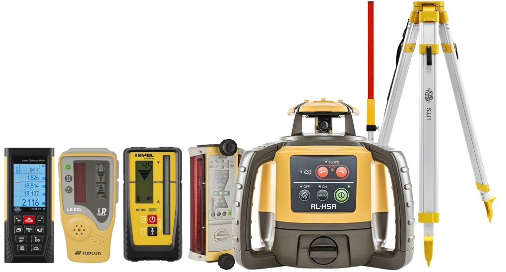 Laser level Topcon RL-H5A Digital (+ tripod + laser stave + distance meter + laser sensors + LS-B110)