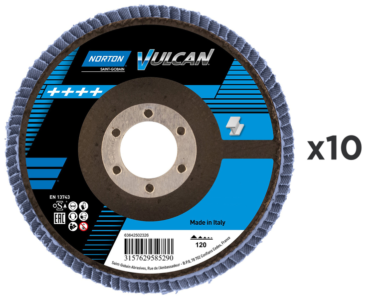 Flap abrasive disc 80 Norton Vulcan R842 125 x 22 mm (10 pieces)