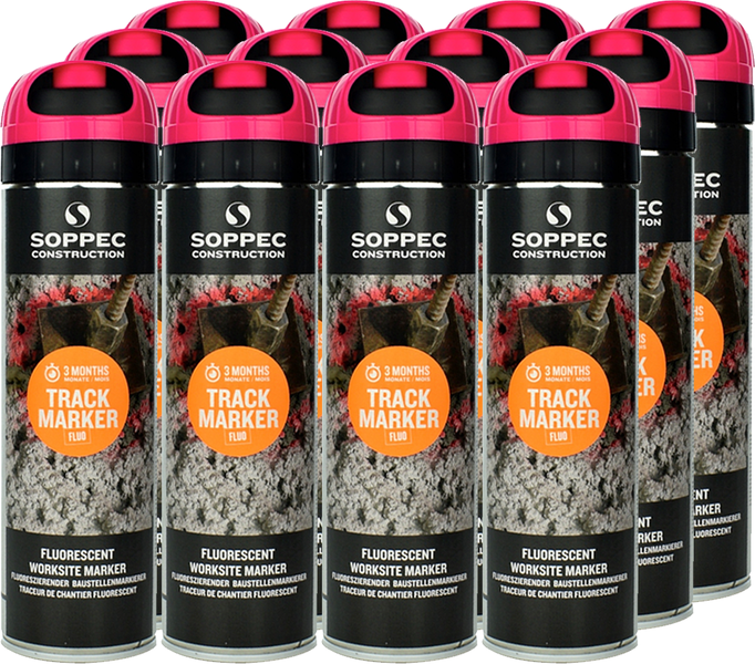 Pink spray paint 500 ml Soppec TRACK MARKER 12 pcs.