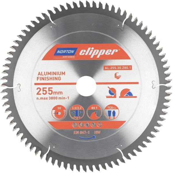 Aluminum cutting disc Norton Clipper 255x3.0/2.2x30 Z80