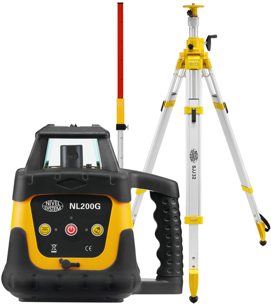 Laser level Nivel System NL200G (+ cranked tripod, + laser stave)