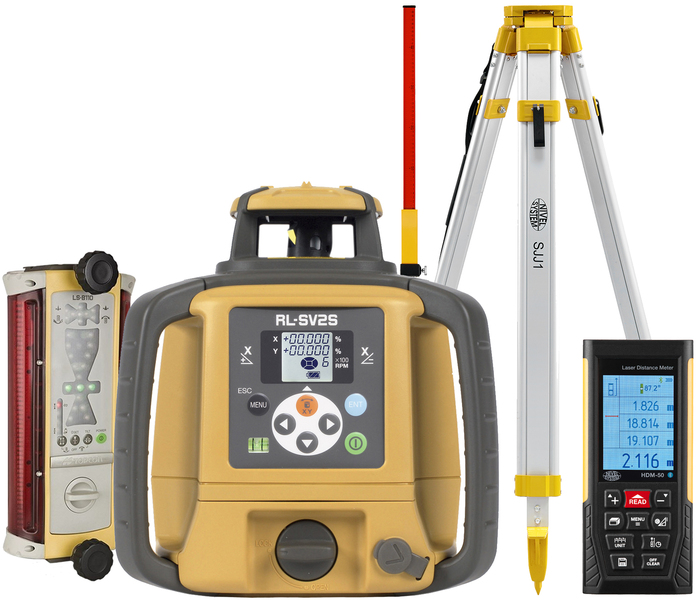 Laser level Topcon RL-SV2S (+ tripod, + laser stave, + distance meter,  + LS-B110 laser sensor)