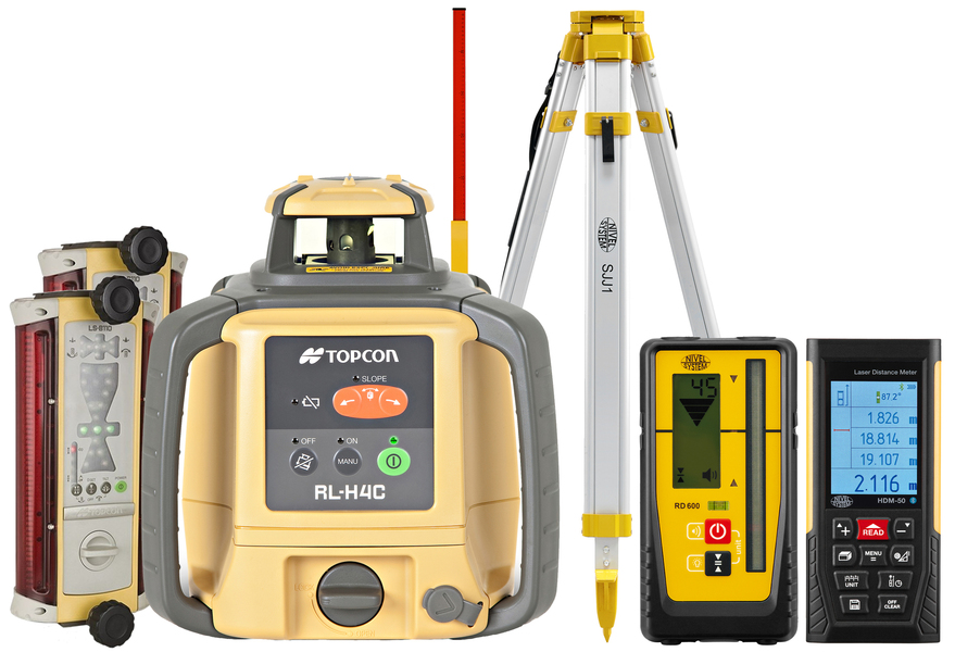 Laser level Topcon RL-H4C DIGITAL (+ tripod, + laser stave, + distance meter, + 2x LS-B110 laser sensor)