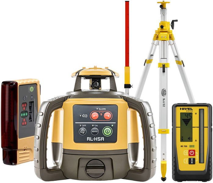 Laser level Topcon RL-H5A Digital (+ cranked tripod, + laser stave, + distance meter, + LS-B10 laser sensor)