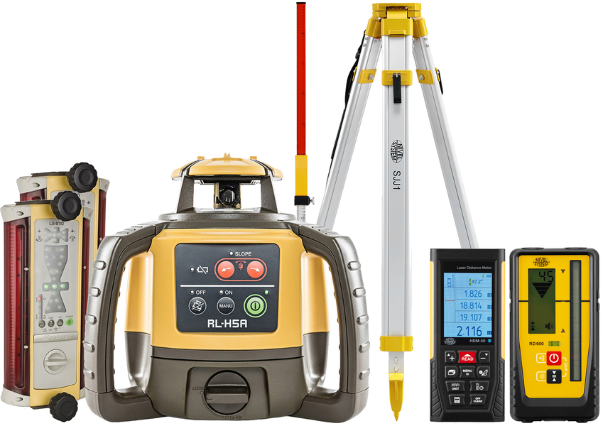 Laser level Topcon RL-H5A Digital (+ tripod, + laser stave, + distance meter,  + 2x LS-B110 laser sensor)