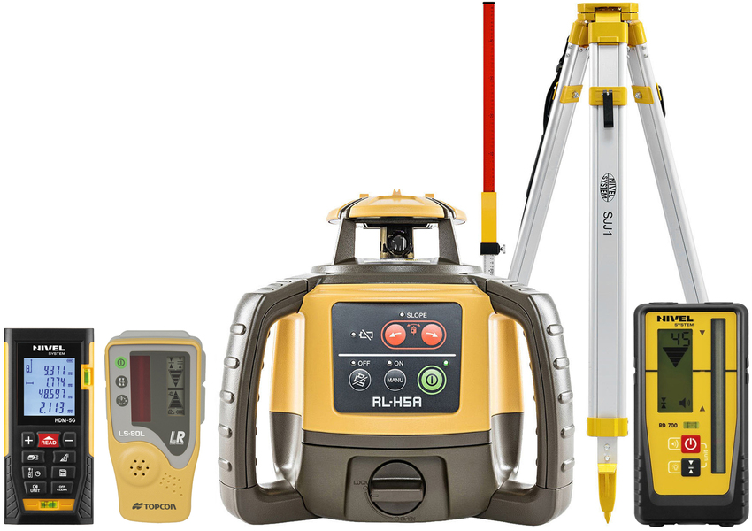 Niwelator laserowy Topcon RL-H5A Digital (+ statyw + łata + dalmierz HDM-5G + czujniki)