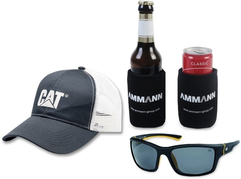 Beach boy kit – Caterpillar cap, Ammann bottle sleeve and sunglasses