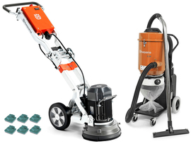 Floor grinding machine Husqvarna PG 280 + vacuum cleaner Husqvarna S26 + Metal-bonds