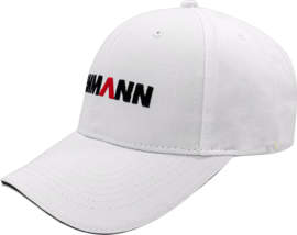 White baseball cap with Ammann logo