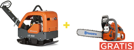 Reversible vibratory plate Husqvarna LG400 Lombardini CE + chainsaw 445 Mark II