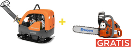 Reversible vibratory plate Husqvarna LG400 CE CL EL Lombardini + chainsaw 445 Mark II