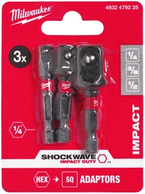 Zestaw adapterów do nasadek udarowych Milwaukee Shockwave Impact Duty (3 sztuki)