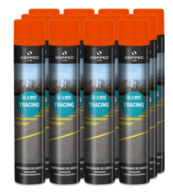 Red aerosol line paint Soppec TRACING 750 ml (12 pieces)
