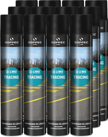 Black aerosol line paint Soppec TRACING 750 ml (12 pieces)